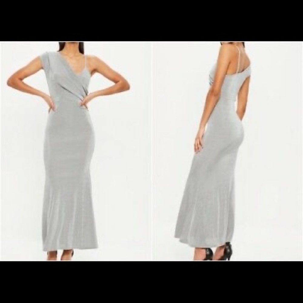 Missguided slinky silver maxi dress